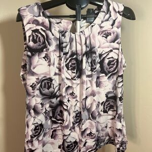 Calvin Klein Women's Rose Print Sleeveless Blouse - Pink and Black